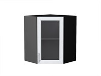 Шкаф верхний угловой остекленный Сканди Graphite, White Softwood, 720 В*Ш*Г 716*600*600, фасад МДФ/Стекло  White Softwood, корпус  Graphite ms2510VVT_56231