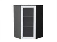 Шкаф верхний угловой остекленный Сканди Graphite, White Softwood, 920 В*Ш*Г 920*600*600, фасад МДФ/Стекло  White Softwood, корпус  Graphite ms2510VVT_56232