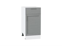 Шкаф нижний с 1-ой дверцей и ящиком Сканди Белый, Grey Softwood, 400 В*Ш*Г 816*400*480, фасад МДФ  Grey Softwood, корпус  Белый ms2510VVT_41871