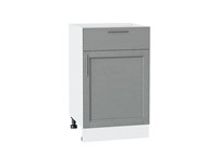 Шкаф нижний с 1-ой дверцей и ящиком Сканди Белый, Grey Softwood, 500 В*Ш*Г 816*500*480, фасад МДФ  Grey Softwood, корпус  Белый ms2510VVT_41882
