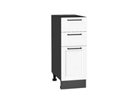 Шкаф нижний с 3-мя ящиками Сканди Graphite, White Silkwood, 300 В*Ш*Г 816*300*480, фасад МДФ  White Silkwood, корпус  Graphite ms2510VVT_70331
