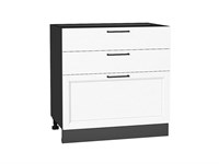 Шкаф нижний с 3-мя ящиками Сканди Graphite, White Silkwood, 800 В*Ш*Г 816*800*480, фасад МДФ  White Silkwood, корпус  Graphite ms2510VVT_70335
