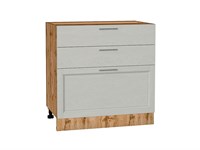 Шкаф нижний с 3-мя ящиками Сканди Дуб Вотан, Cappuccino Softwood, 800 В*Ш*Г 816*800*480, фасад МДФ  Cappuccino Softwood, корпус  Дуб Вотан ms2510VVT_63053