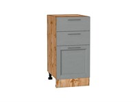 Шкаф нижний с 3-мя ящиками Сканди Дуб Вотан, Grey Softwood, 400 В*Ш*Г 816*400*480, фасад МДФ  Grey Softwood, корпус  Дуб Вотан ms2510VVT_63054