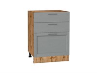 Шкаф нижний с 3-мя ящиками Сканди Дуб Вотан, Grey Softwood, 600 В*Ш*Г 816*600*480, фасад МДФ  Grey Softwood, корпус  Дуб Вотан ms2510VVT_63056