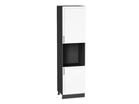 Шкаф пенал с 2-мя дверцами под технику Сканди Graphite, White Silkwood, 2340 В*Ш*Г 2336*600*576, фасад МДФ  White Silkwood, корпус  Graphite ms2510VVT_70350