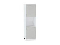 Шкаф пенал с 2-мя дверцами под технику Сканди Белый, Cappuccino Softwood, 2140 В*Ш*Г 2132*600*576, фасад МДФ  Cappuccino Softwood, корпус  Белый ms2510VVT_42076