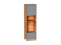 Шкаф пенал с 1-ой дверцей и ящиком под технику Сканди Дуб Вотан, Grey Softwood, 2140 В*Ш*Г 2132*600*576, фасад МДФ  Grey Softwood, корпус  Дуб Вотан ms2510VVT_66139