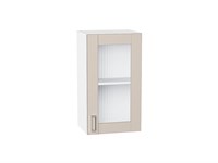 Шкаф верхний с 1-ой остекленной дверцей Лофт Белый, Cream Silk, 720, 400 В*Ш*Г 716*400*320, фасад МДФ/Стекло  Cream Silk, корпус  Белый ms2510VVT_71483