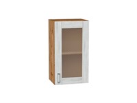 Шкаф верхний с 1-ой остекленной дверцей Лофт Дуб Вотан, Nordic Oak, 720, 400 В*Ш*Г 716*400*320, фасад МДФ/Стекло  Nordic Oak, корпус  Дуб Вотан ms2510VVT_63207