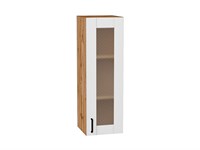Шкаф верхний с 1-ой остекленной дверцей Лофт Дуб Вотан, Super White, 920, 300 В*Ш*Г 920*300*320, фасад МДФ/Стекло  Super White, корпус  Дуб Вотан ms2510VVT_63204