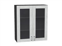 Шкаф верхний с 2-мя остекленными дверцами Лофт Graphite, Nordic Oak, 920, 800 В*Ш*Г 920*800*320, фасад МДФ/Стекло  Nordic Oak, корпус  Graphite ms2510VVT_41001