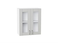 Шкаф верхний с 2-мя остекленными дверцами Лофт Белый, Grey Silk, 720, 600 В*Ш*Г 716*600*320, фасад МДФ/Стекло  Grey Silk, корпус  Белый ms2510VVT_69638