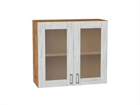 Шкаф верхний с 2-мя остекленными дверцами Лофт Дуб Вотан, Nordic Oak, 720, 800 В*Ш*Г 716*800*320, фасад МДФ/Стекло  Nordic Oak, корпус  Дуб Вотан ms2510VVT_63243