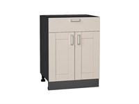 Шкаф нижний с 2-мя дверцами и ящиком Лофт Graphite, Cream Silk, 600 В*Ш*Г 816*600*480, фасад МДФ  Cream Silk, корпус  Graphite ms2510VVT_71578