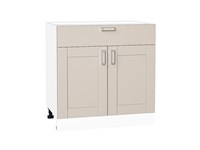 Шкаф нижний с 2-мя дверцами и ящиком Лофт Белый, Cream Silk, 800 В*Ш*Г 816*800*480, фасад МДФ  Cream Silk, корпус  Белый ms2510VVT_71573