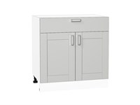Шкаф нижний с 2-мя дверцами и ящиком Лофт Белый, Grey Silk, 800 В*Ш*Г 816*800*480, фасад МДФ  Grey Silk, корпус  Белый ms2510VVT_69708