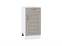 Шкаф нижний с 1-ой дверцей и ящиком Лофт Белый, Cappuccino Veralinga, 400 В*Ш*Г 816*400*478, фасад МДФ  Cappuccino Veralinga, корпус  Белый ms2510VVT_36020