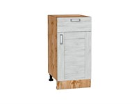Шкаф нижний с 1-ой дверцей и ящиком Лофт Дуб Вотан, Nordic Oak, 400 В*Ш*Г 816*400*478, фасад МДФ  Nordic Oak, корпус  Дуб Вотан ms2510VVT_63346