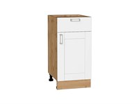 Шкаф нижний с 1-ой дверцей и ящиком Лофт Дуб Вотан, White Silk, 400 В*Ш*Г 816*400*478, фасад МДФ  White Silk, корпус  Дуб Вотан ms2510VVT_63342