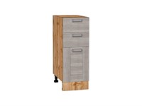 Шкаф нижний с 3-мя ящиками Лофт Дуб Вотан, Cappuccino Veralinga, 300 В*Ш*Г 816*300*480, фасад МДФ  Cappuccino Veralinga, корпус  Дуб Вотан ms2510VVT_63385
