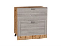 Шкаф нижний с 3-мя ящиками Лофт Дуб Вотан, Cappuccino Veralinga, 800 В*Ш*Г 816*800*480, фасад МДФ  Cappuccino Veralinga, корпус  Дуб Вотан ms2510VVT_63401