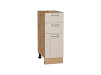 Шкаф нижний с 3-мя ящиками Лофт Дуб Вотан, Cream Silk, 300 В*Ш*Г 816*300*480, фасад МДФ  Cream Silk, корпус  Дуб Вотан ms2510VVT_71589