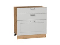 Шкаф нижний с 3-мя ящиками Лофт Дуб Вотан, Grey Silk, 800 В*Ш*Г 816*800*480, фасад МДФ  Grey Silk, корпус  Дуб Вотан ms2510VVT_69728