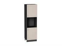 Шкаф пенал с 2-мя дверцами под технику Лофт Graphite, Cream Silk, 2140 В*Ш*Г 2132*600*576, фасад МДФ  Cream Silk, корпус  Graphite ms2510VVT_71627
