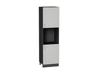 Шкаф пенал с 2-мя дверцами под технику Лофт Graphite, Grey Silk, 2140 В*Ш*Г 2132*600*576, фасад МДФ  Grey Silk, корпус  Graphite ms2510VVT_69762