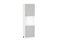 Шкаф пенал с 2-мя дверцами под технику Лофт Белый, Grey Silk, 2140 В*Ш*Г 2132*600*576, фасад МДФ  Grey Silk, корпус  Белый ms2510VVT_69758
