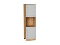Шкаф пенал с 2-мя дверцами под технику Лофт Дуб Вотан, Grey Silk, 2140 В*Ш*Г 2132*600*576, фасад МДФ  Grey Silk, корпус  Дуб Вотан ms2510VVT_69760