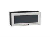 Шкаф верхний горизонтальный остекленный Шале Graphite, White Dreamline, 800 В*Ш*Г 358*800*320, фасад МДФ/Стекло  White Dreamline, корпус  Graphite ms2510VVT_53720