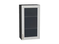 Шкаф верхний с 1-ой остекленной дверцей Шале Graphite, White Dreamline, 920, 500 В*Ш*Г 920*500*320, фасад МДФ/Стекло  White Dreamline, корпус  Graphite ms2510VVT_53798