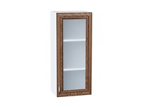 Шкаф верхний с 1-ой остекленной дверцей Шале Белый, Brown Dreamline, 920, 400 В*Ш*Г 920*400*320, фасад МДФ/Стекло  Brown Dreamline, корпус  Белый ms2510VVT_53803