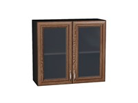 Шкаф верхний с 2-мя остекленными дверцами Шале Graphite, Brown Dreamline, 720, 800 В*Ш*Г 716*800*320, фасад МДФ/Стекло  Brown Dreamline, корпус  Graphite ms2510VVT_53840