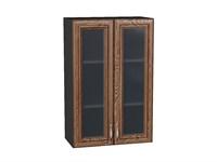 Шкаф верхний с 2-мя остекленными дверцами Шале Graphite, Brown Dreamline, 920, 600 В*Ш*Г 920*600*320, фасад МДФ/Стекло  Brown Dreamline, корпус  Graphite ms2510VVT_53841