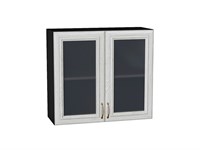 Шкаф верхний с 2-мя остекленными дверцами Шале Graphite, White Dreamline, 720, 800 В*Ш*Г 716*800*320, фасад МДФ/Стекло  White Dreamline, корпус  Graphite ms2510VVT_53832