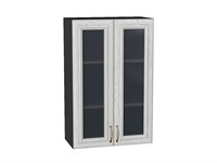 Шкаф верхний с 2-мя остекленными дверцами Шале Graphite, White Dreamline, 920, 600 В*Ш*Г 920*600*320, фасад МДФ/Стекло  White Dreamline, корпус  Graphite ms2510VVT_53833