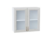 Шкаф верхний с 2-мя остекленными дверцами Шале Белый, White Dreamline, 720, 800 В*Ш*Г 716*800*320, фасад МДФ/Стекло  White Dreamline, корпус  Белый ms2510VVT_53828
