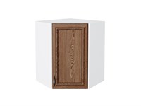 Шкаф верхний угловой Шале Белый, Brown Dreamline, 720 В*Ш*Г 716*600*600, фасад МДФ  Brown Dreamline, корпус  Белый ms2510VVT_53863