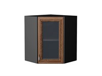 Шкаф верхний угловой остекленный Шале Graphite, Brown Dreamline, 720 В*Ш*Г 716*600*600, фасад МДФ/Стекло  Brown Dreamline, корпус  Graphite ms2510VVT_53857