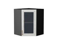 Шкаф верхний угловой остекленный Шале Graphite, White Dreamline, 720 В*Ш*Г 716*600*600, фасад МДФ/Стекло  White Dreamline, корпус  Graphite ms2510VVT_53853