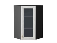 Шкаф верхний угловой остекленный Шале Graphite, White Dreamline, 920 В*Ш*Г 920*600*600, фасад МДФ/Стекло  White Dreamline, корпус  Graphite ms2510VVT_53854