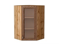 Шкаф верхний угловой остекленный Шале Дуб Вотан, Brown Dreamline, 920 В*Ш*Г 920*600*600, фасад МДФ/Стекло  Brown Dreamline, корпус  Дуб Вотан ms2510VVT_61348