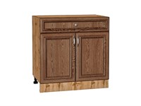 Шкаф нижний с 2-мя дверцами и ящиком Шале Дуб Вотан, Brown Dreamline, 800 В*Ш*Г 816*800*480, фасад МДФ  Brown Dreamline, корпус  Дуб Вотан ms2510VVT_61380