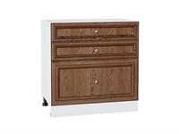 Шкаф нижний с 3-мя ящиками Шале Белый, Brown Dreamline, 800 В*Ш*Г 816*800*480, фасад МДФ  Brown Dreamline, корпус  Белый ms2510VVT_53997