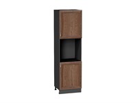 Шкаф пенал с 2-мя дверцами под технику Шале Graphite, Brown Dreamline, 2140 В*Ш*Г 2132*600*576, фасад МДФ  Brown Dreamline, корпус  Graphite ms2510VVT_54025