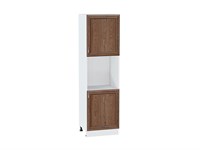 Шкаф пенал с 2-мя дверцами под технику Шале Белый, Brown Dreamline, 2140 В*Ш*Г 2132*600*576, фасад МДФ  Brown Dreamline, корпус  Белый ms2510VVT_54023
