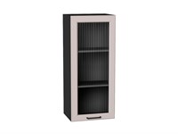 Шкаф верхний с 1-ой остекленной дверцей Барселона Graphite, Кашемир, 920, 400 В*Ш*Г 920*400*324, фасад МДФ/Стекло  Кашемир, корпус  Graphite ms2510VVT_53090
